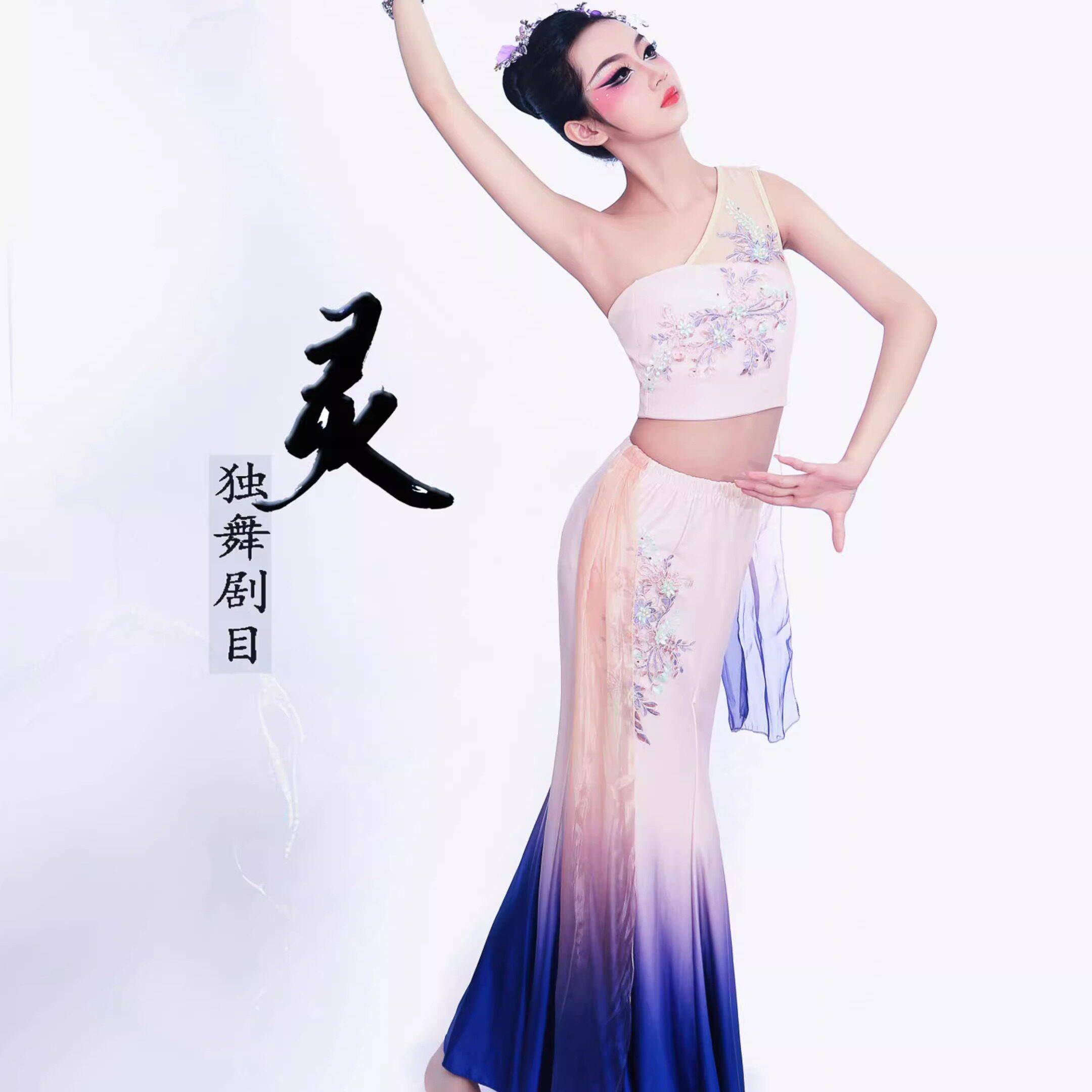 新西双版纳傣族伞舞艺考服裙舞蹈飘逸女半身鱼尾裙练习剧目装ZEK