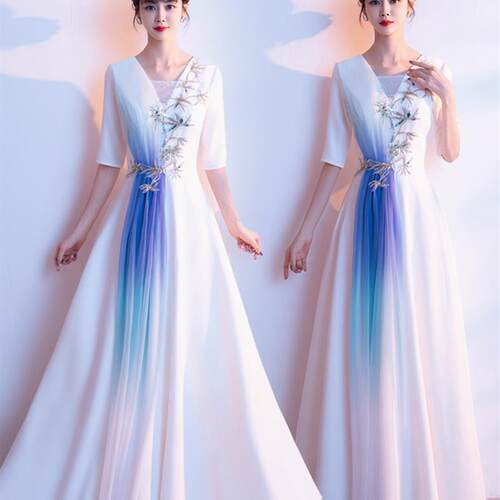 大合唱服演出服女长裙成人舞台服装合唱团红歌比赛诗歌朗诵表演服
