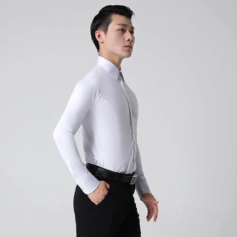 男士连体衬衣白色摩登舞新款拉丁舞服装男舞蹈国标上衣比赛,运动/瑜伽/健身/球迷用品,摩登舞上装,淘宝优惠券,粉丝福利购,淘宝优惠卷