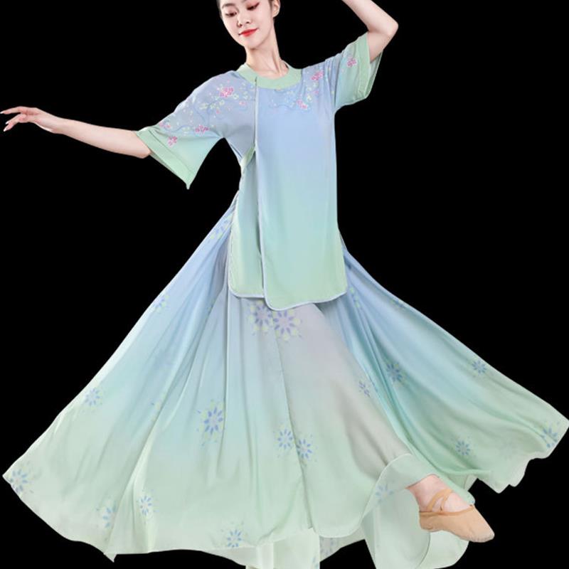 采购产品古典舞服装唐装绿衬衫燕玉克新装汉唐舞蹈服装民族风格舞