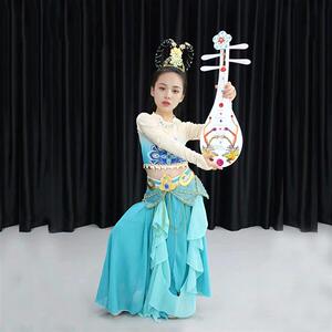 敦煌舞蹈服儿童女独舞长袖古典舞服装遇见飞天天女反弹琵琶演出服