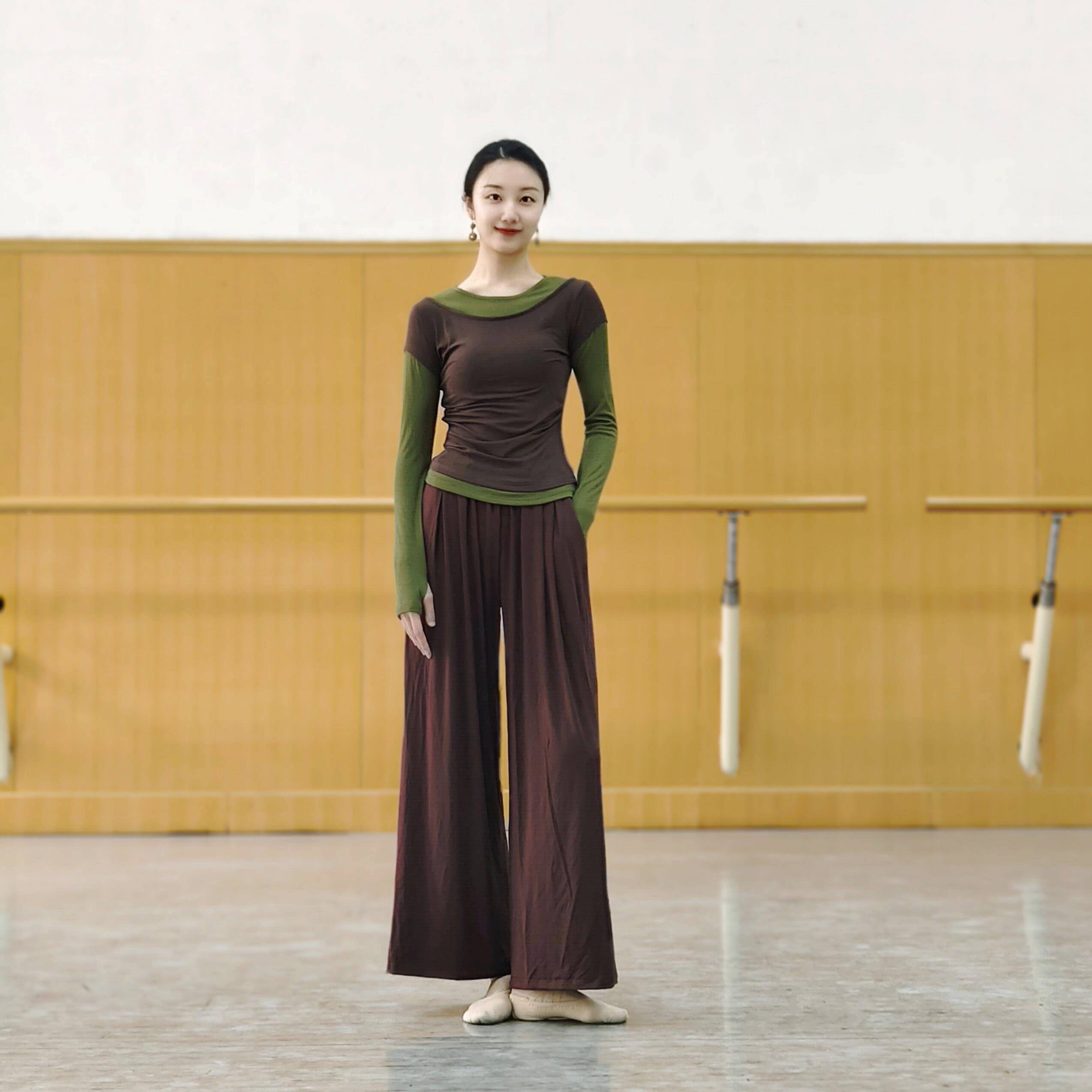 现女代舞蹈服古典中国舞练功服季假两件长袖上服衣RFX秋形体训练