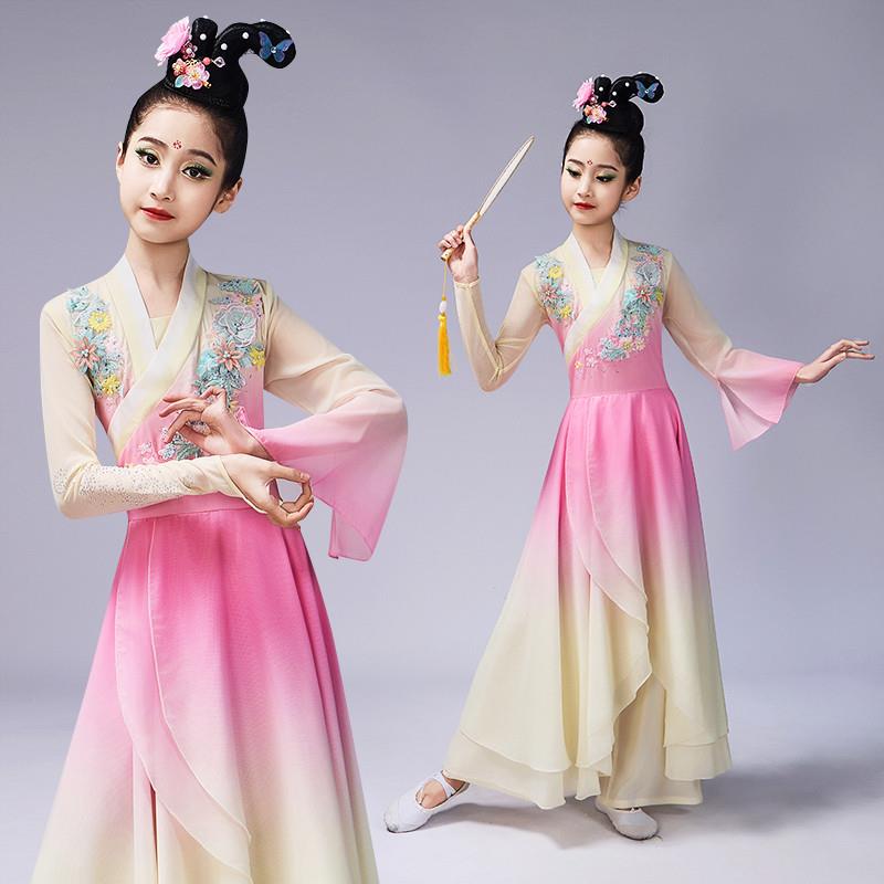 儿童古典舞蹈演出服女童艺考服古筝舞蹈服和风蝶语舞台表演服飘逸