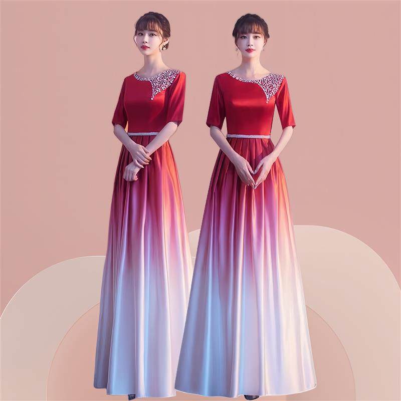 大合唱演出服女长裙诗朗诵红歌会团建晚会晚礼服显瘦七一建党节