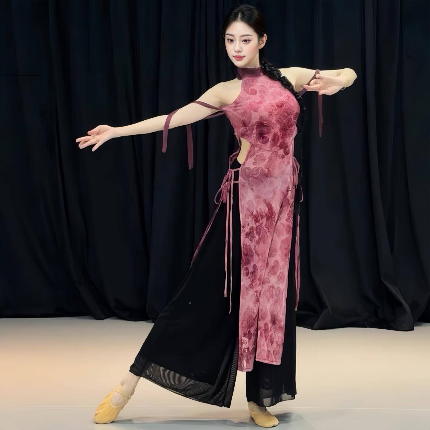 国风服爵舞 无袖旗袍上衣古典舞练功考服 艺舞无品牌/蹈服套装士