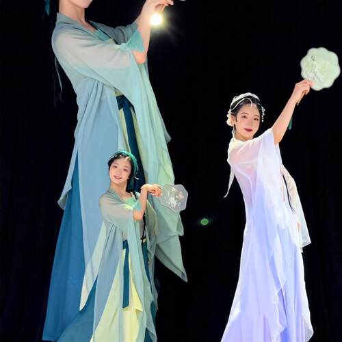 古典演出服青蛇白蛇飘逸纱衣女大摆裙来世青白汉服表演服装舞蹈服
