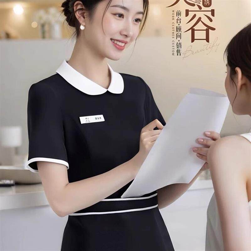 皮肤管理美发养生馆SPA美容院连衣裙美容师工作服女新款高端修身