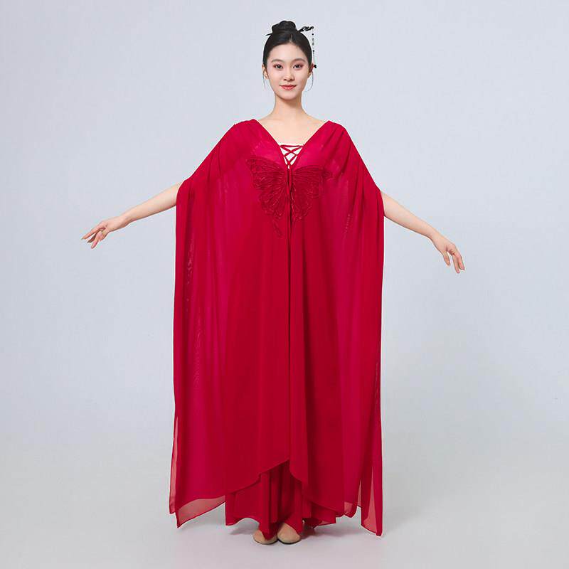 仙古衣典舞蹈服飘逸中国舞大裙身韵纱练功服禅意茶服新中式摆001