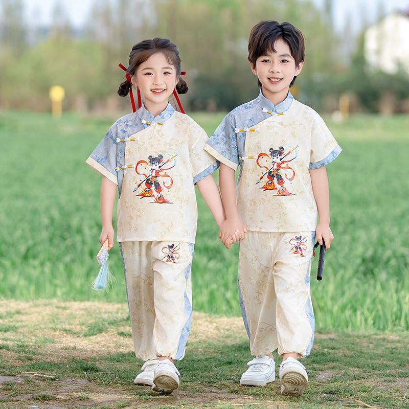 男女宝宝新中式哪吒汉服六一表演服唐装幼儿园诗词朗诵服国学古装