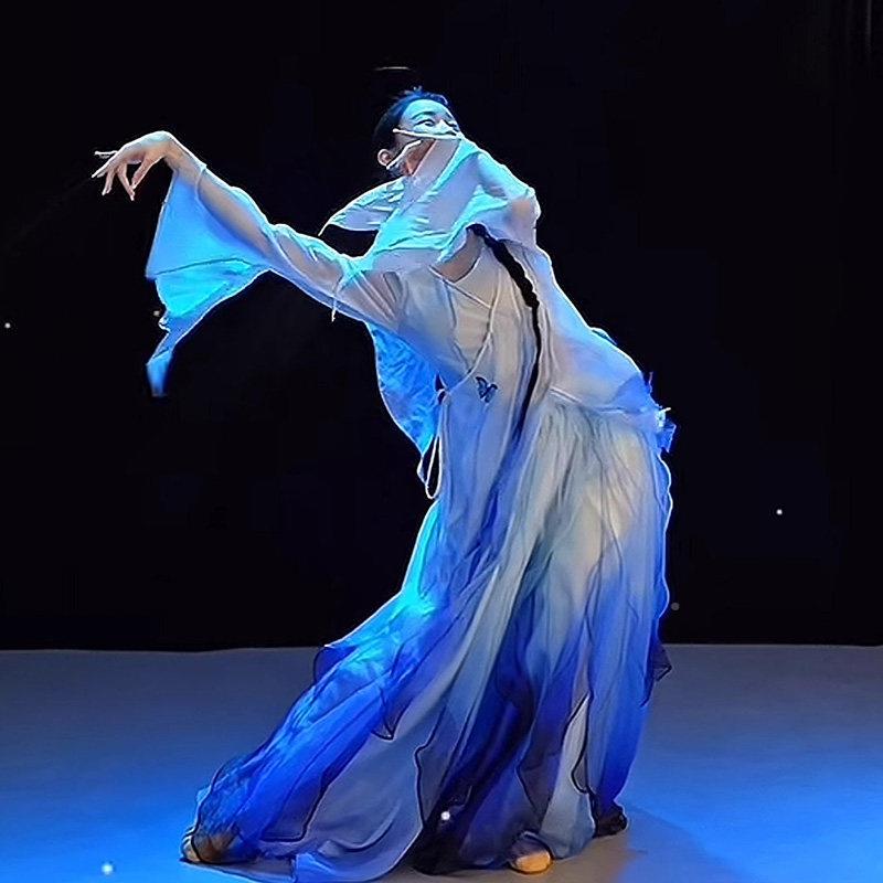 泽归丛BFS古风古典万舞灵服演出服千蝶花蹈瓣裙鹤蝴蝶仙气飘逸艺