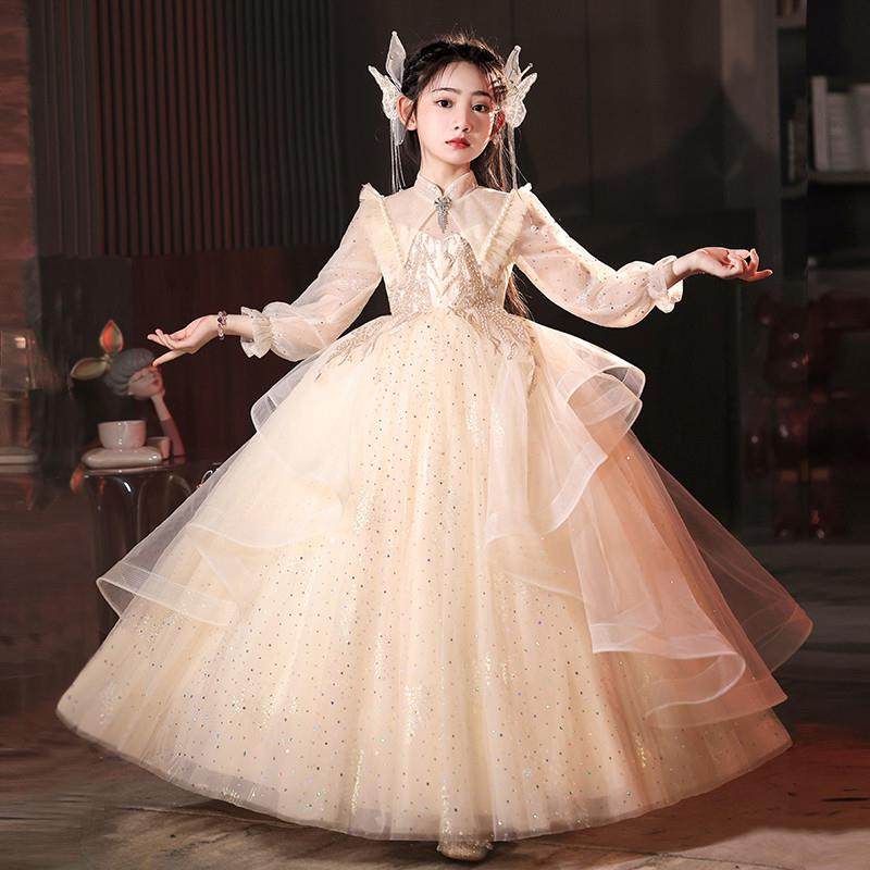 公主裙女童高端轻奢小众儿童生日主持人洋气绝美钢琴演奏花童礼服