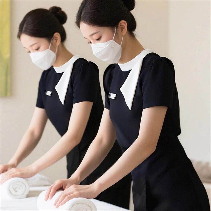 采耳美容院养身女医美足疗美睫美甲美容师工作服套装