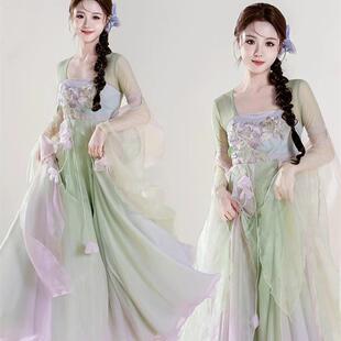 古典舞蹈服渐变飘逸连衣裙中国舞仙气大裙摆现代舞演出服2025新款
