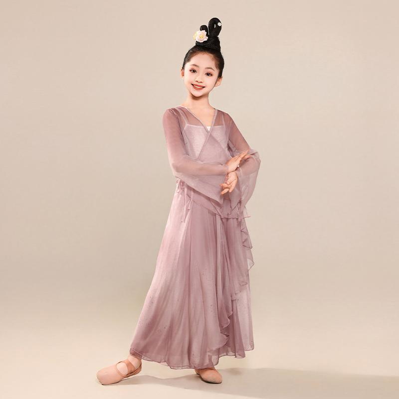 儿童童古典演出服女中子国风飘逸纱衣裙套ZTC装扇舞艺考舞舞蹈练