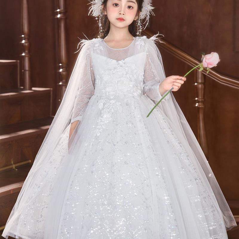 儿童礼服女童高端轻奢小众生日公主裙花童主持人钢琴小女孩演出服