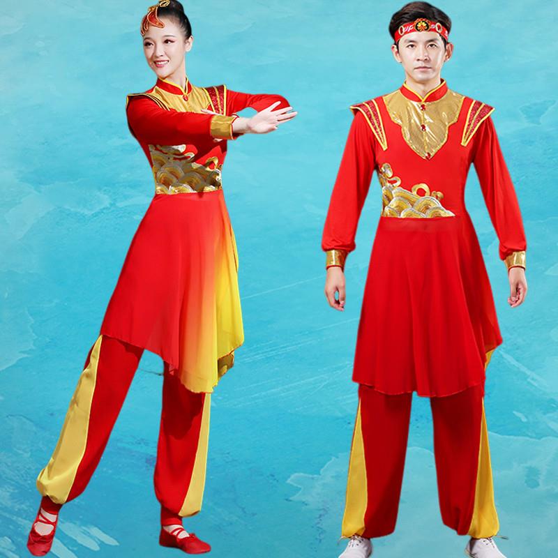 打鼓服演出服中国风男女款威风鼓锣鼓队服装开场水鼓舞轿伕装新款