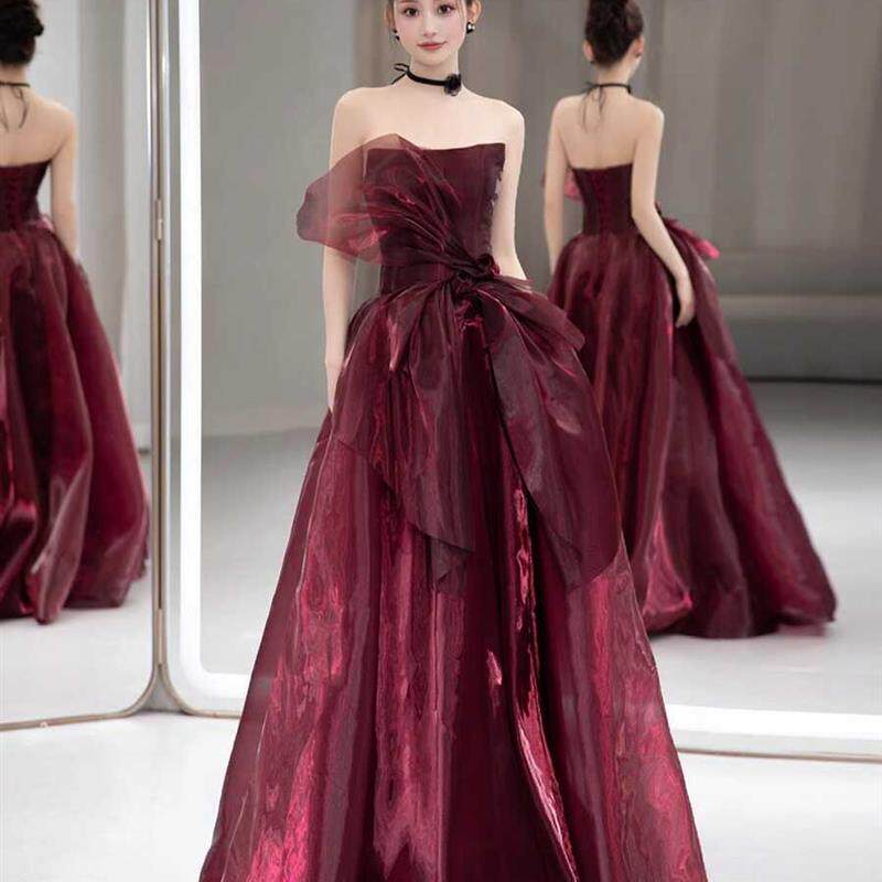 抹胸敬酒服新娘2025新款结婚订婚宴高级感晚礼服裙女轻奢小众高端