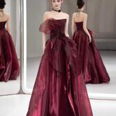 抹胸敬酒服新娘2025新款 结婚订婚宴高级感晚礼服裙女轻奢小众高端