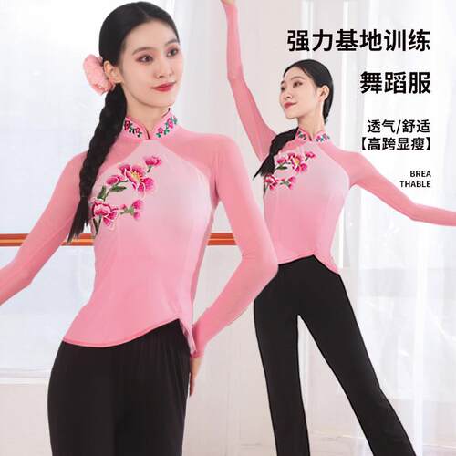 胶州舞蹈演出服女艺考练习表演服东北秧歌考级练功古典舞身韵纱衣