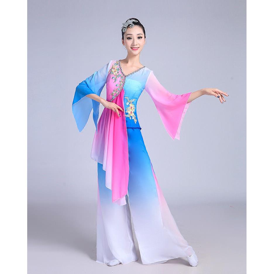 新款水袖UKC古典舞服蹈装民族表服装秧歌服演出服装舞台装服女伞