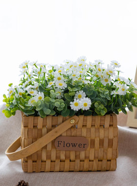 小清新田园风手工藤编花篮
