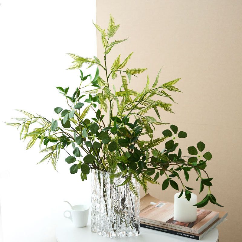 北欧现代简约风仿真绿植吊钟山茶叶假花客厅餐桌玄关装饰品摆件设