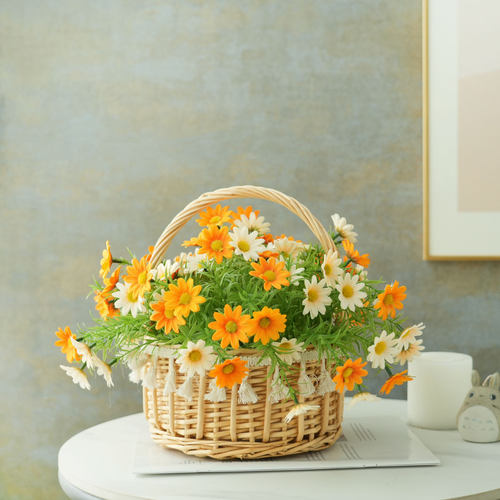 田园风雏菊仿真花花篮客厅装饰品