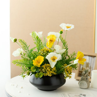 初若安然中式高级感仿真花假绿植客厅餐桌书房茶室玄关装饰品摆件