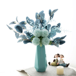 深蓝色花瓶创意桌面摆件客厅书房插花家居饰品雅致假花仿真花摆设