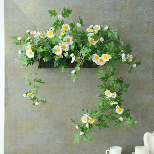 小清新藤条雏菊仿真花壁挂装饰