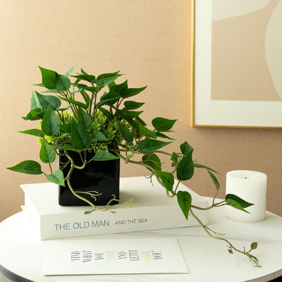 仿真绿萝假花室内室外装饰摆件塑料盆栽仿真花草植物客厅摆放花艺