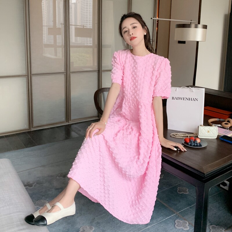 粉色甜美减龄温柔风连衣裙少女绝美法式奶fufu森系洋气初恋超长裙