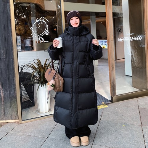 90白鸭绒长款过膝羽绒服女到脚脖