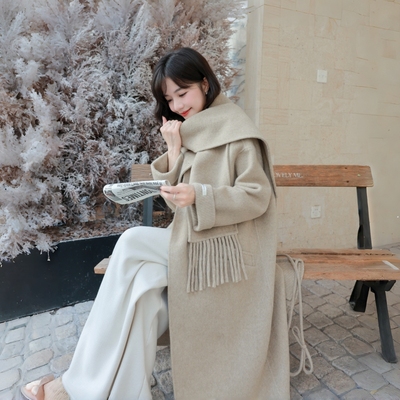 时尚减龄超好看双面羊绒外套过膝