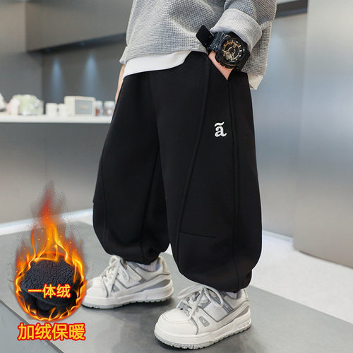 男童加绒裤子新款中小童儿童卫裤