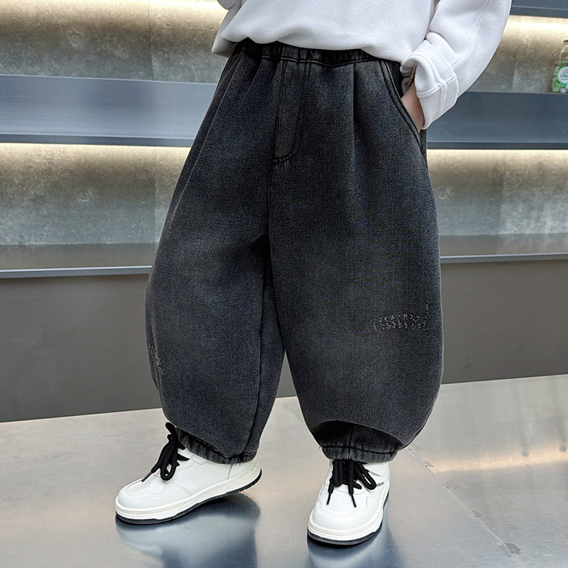 男童加绒裤子秋冬装儿童加厚