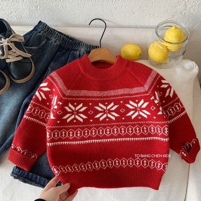 非童男童针织衫冬季新款儿童雪花