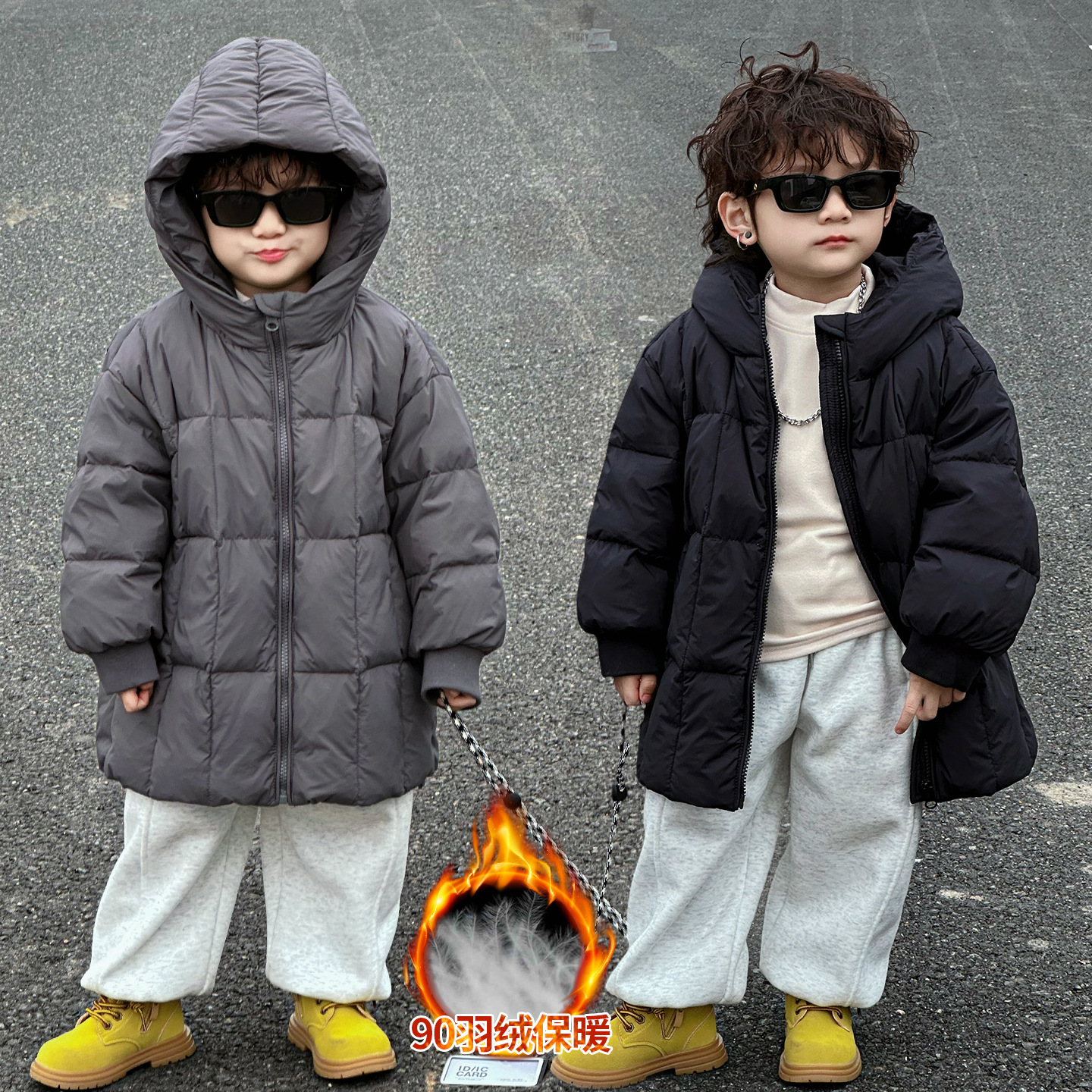 男童羽绒服冬装潮2025新款儿童90