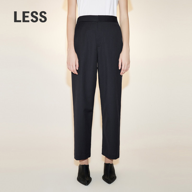 LESS夏季绵羊毛裤子女休闲通勤直筒宽松条纹西装长裤2N4E13080,女装/女士精品,休闲裤,淘宝优惠券,粉丝福利购,淘宝优惠卷