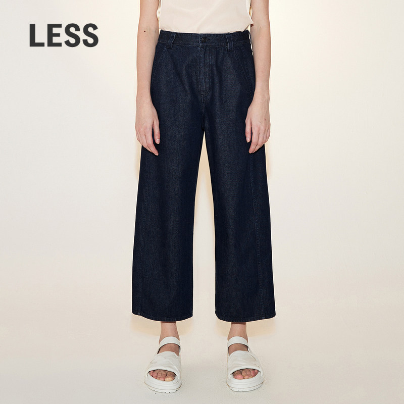 LESS棉质宽松直筒牛仔八分裤