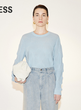 【精工系列】LESS春季针织衫女休闲肌理感圆领毛衫上衣2N2311590