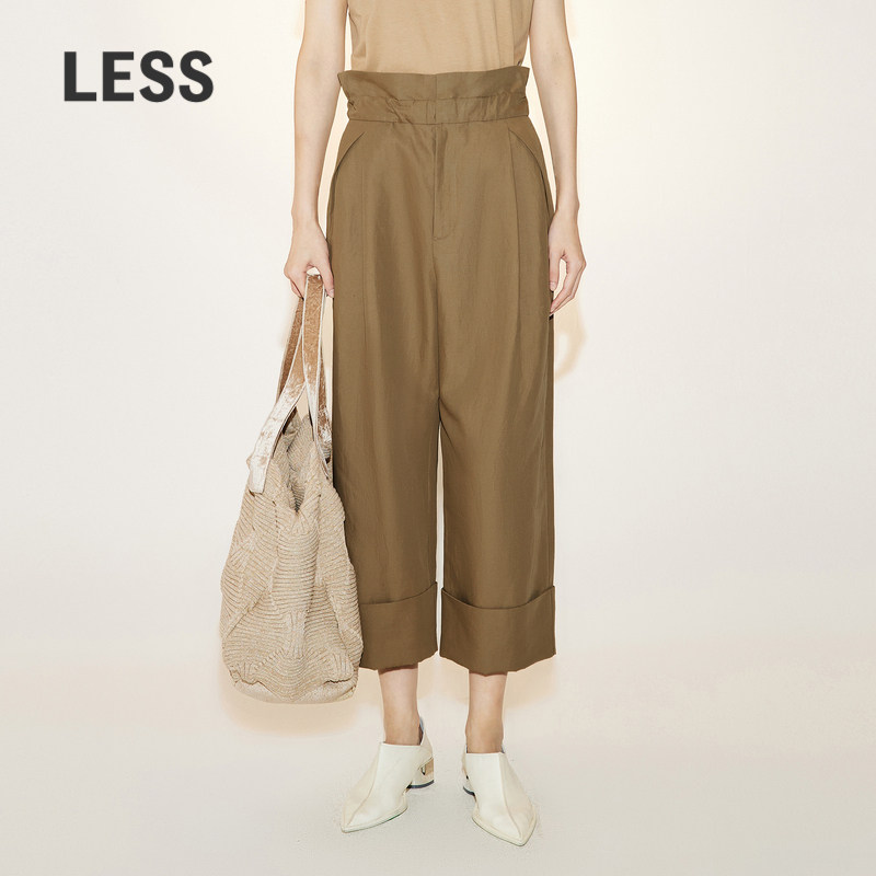 【度假系列】LESS夏季棉麻裤子女复古高腰直筒休闲裤2N5E13890,女装/女士精品,休闲裤,淘宝优惠券,粉丝福利购,淘宝优惠卷