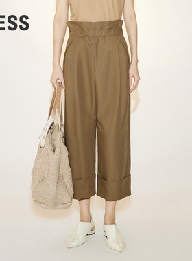 【度假系列】LESS夏季棉麻裤子女复古高腰直筒休闲裤2N5E13890