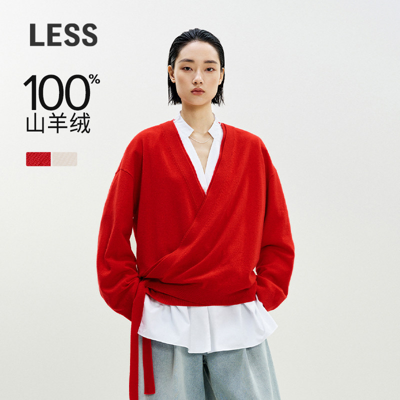 【商场同款/0压系列】LESS2025年春新款长袖开襟羊绒衫2P