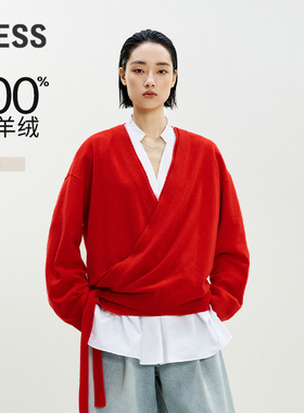 【商场同款/0压系列】LESS2025年春新款长袖开襟羊绒衫2P1313540