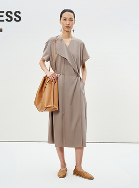 【商场同款】LESS2025年夏新款A型宽松长款短袖连衣裙2P5G13280
