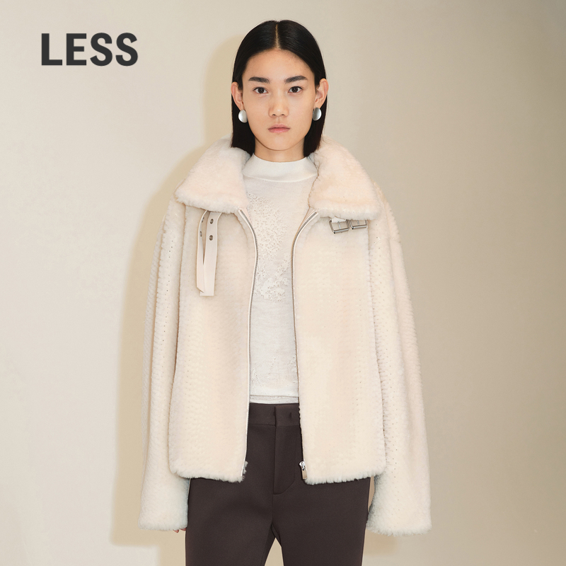 LESS宽松立领短款皮草外套