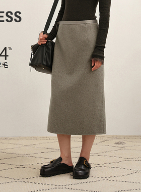 【商场同款】LESS2025年冬新款H型休闲时尚长款优雅腰裙2P0D14760