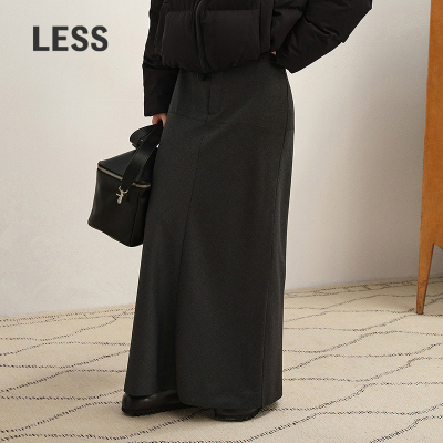 【商场同款】LESS2025冬新款通勤全羊毛长款A字半身裙2PAD16920