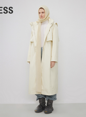 LESS冬季白鸭绒外套女基础款休闲连帽长款羽绒服2NBC13120